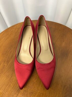 Theory Red Pointed-Toe Satin Pumps size EU 39